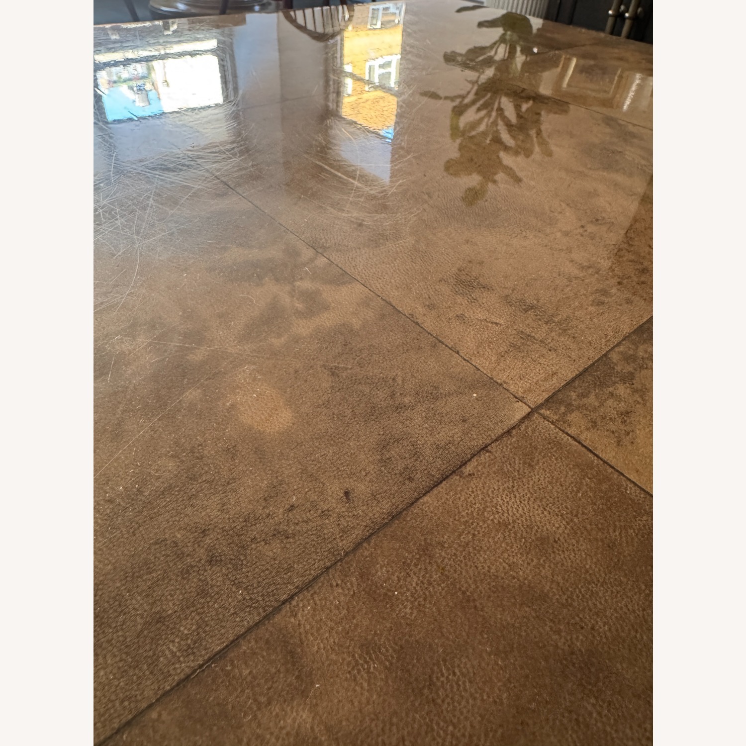 High-Gloss Light Brown Lacquer Coffee Table - image-8