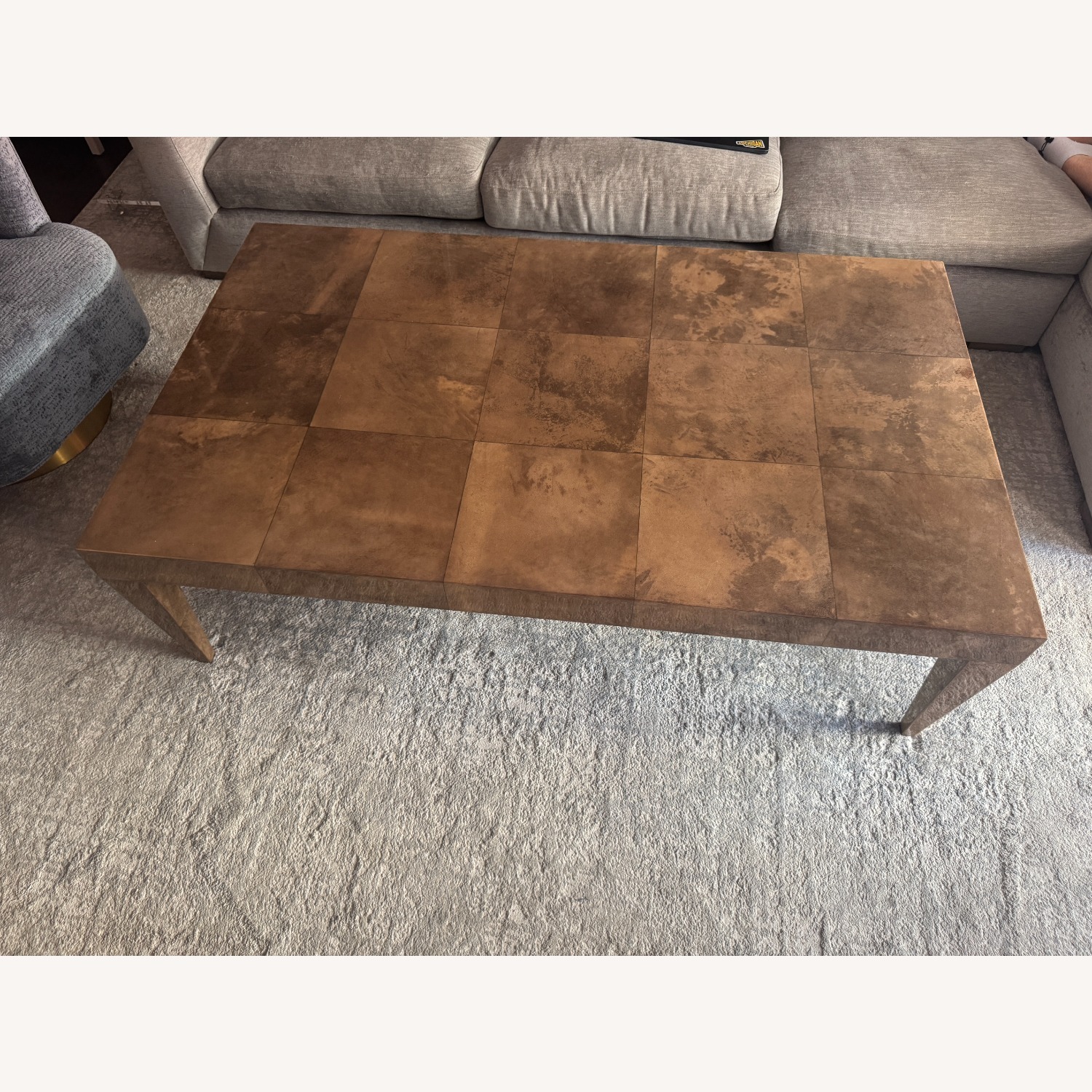 High-Gloss Light Brown Lacquer Coffee Table - image-6