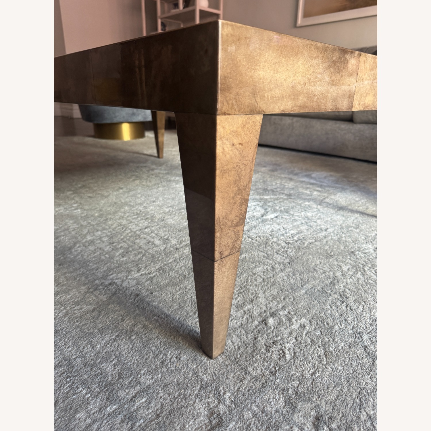 High-Gloss Light Brown Lacquer Coffee Table - image-3