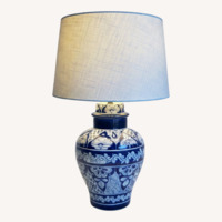 Mexican Handpainted Blue Ceramic Table Lamp