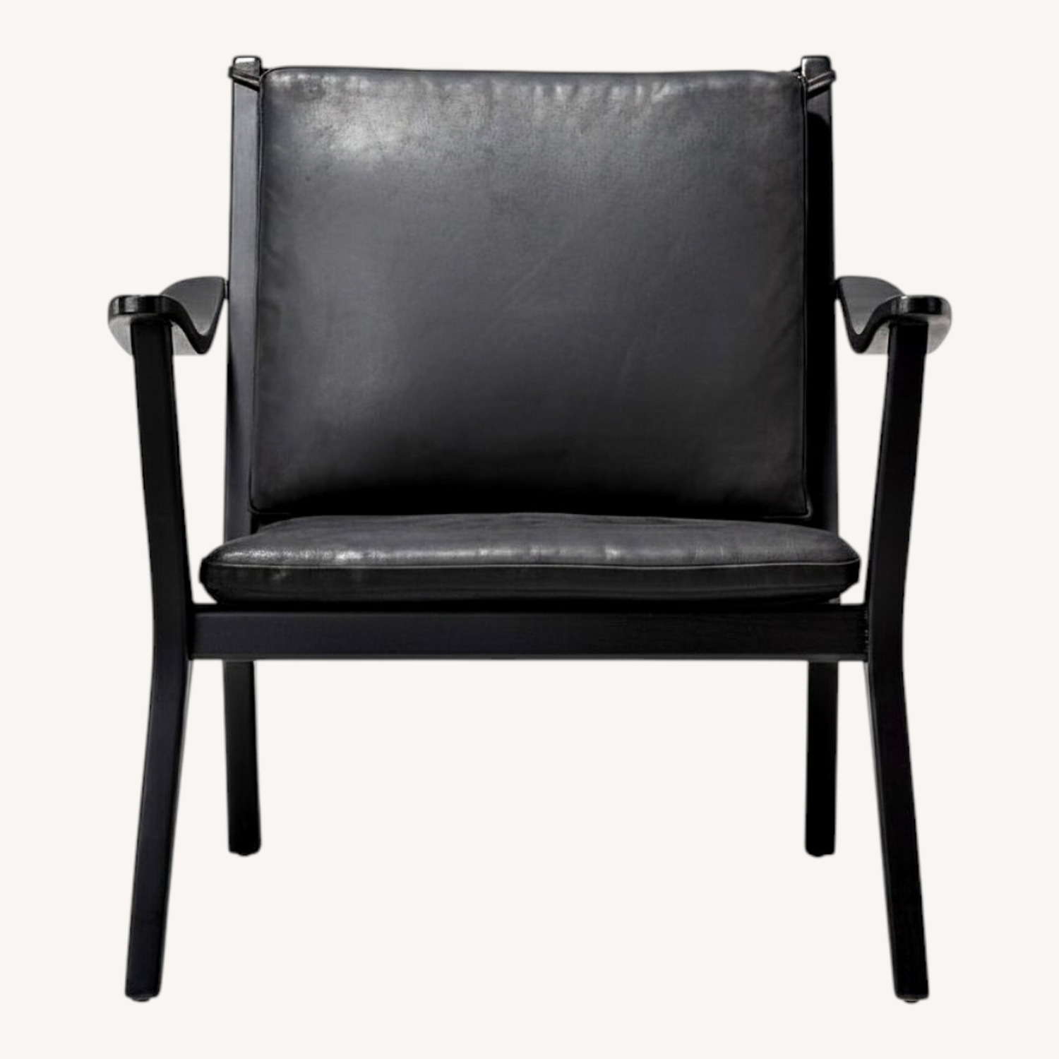 CB2 Black Leather Armchair - image-0