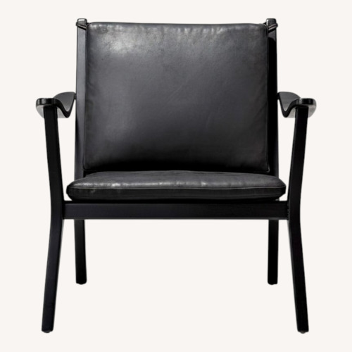 Used CB2 Black Leather Armchair for sale on AptDeco