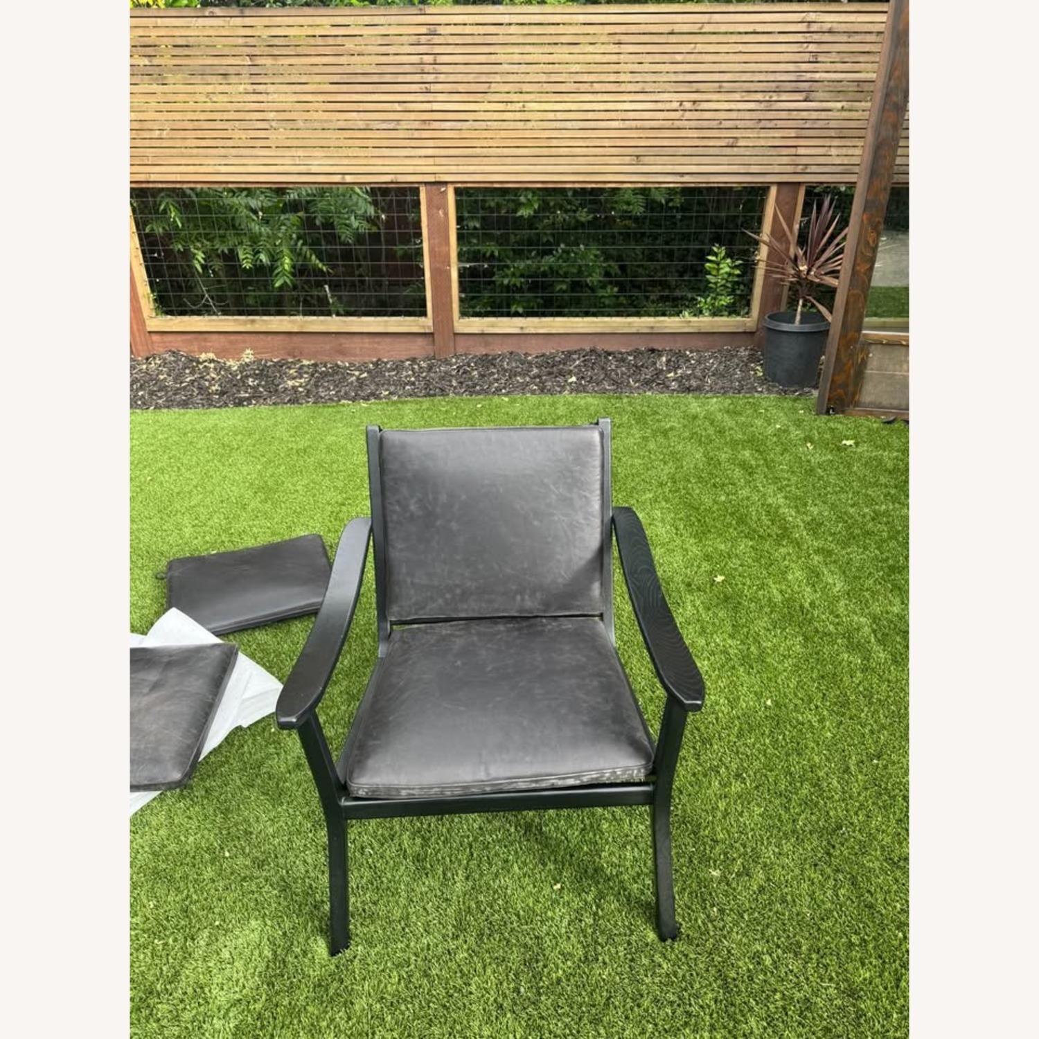 CB2 Black Leather Armchair - image-4