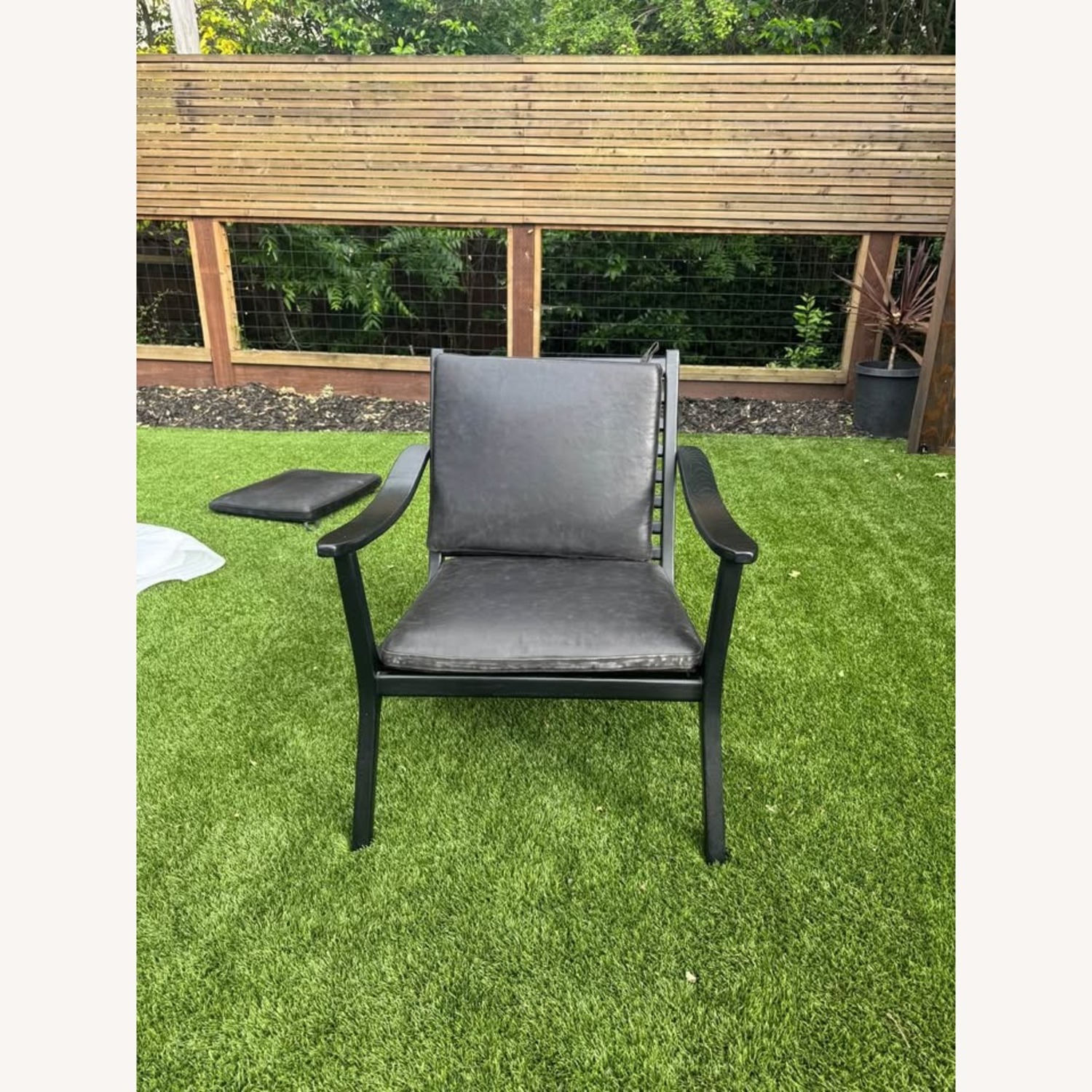 CB2 Black Leather Armchair - image-1