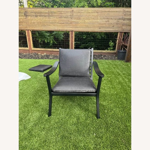 Used CB2 Black Leather Armchair for sale on AptDeco