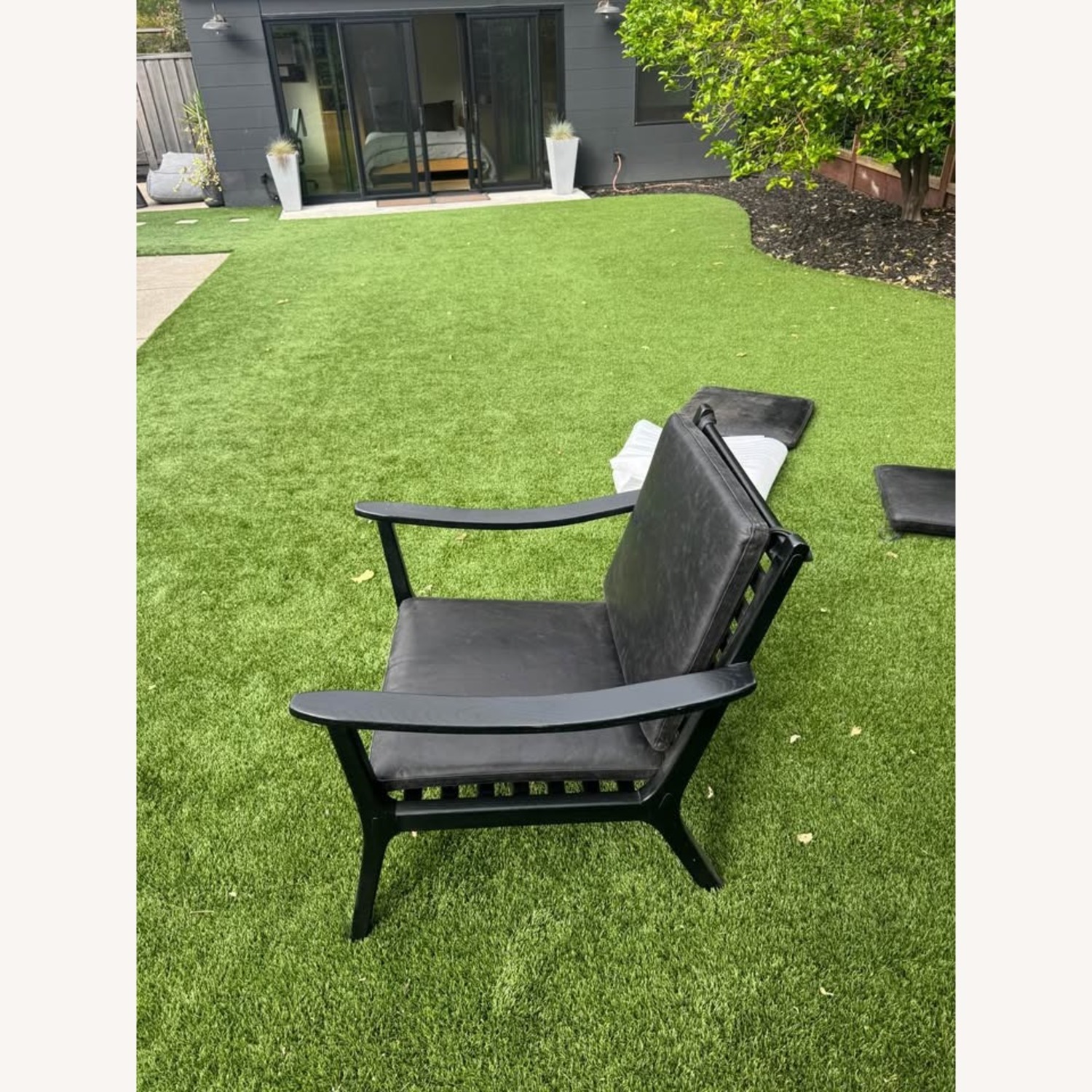 CB2 Black Leather Armchair - image-2