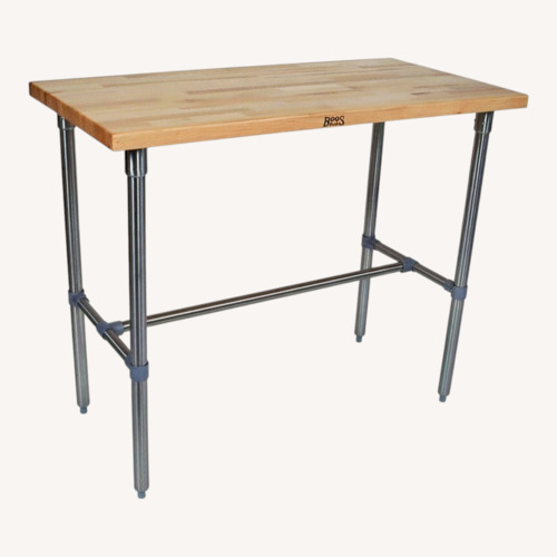 Used Butcher Block Island with Stainless Legs for sale on AptDeco