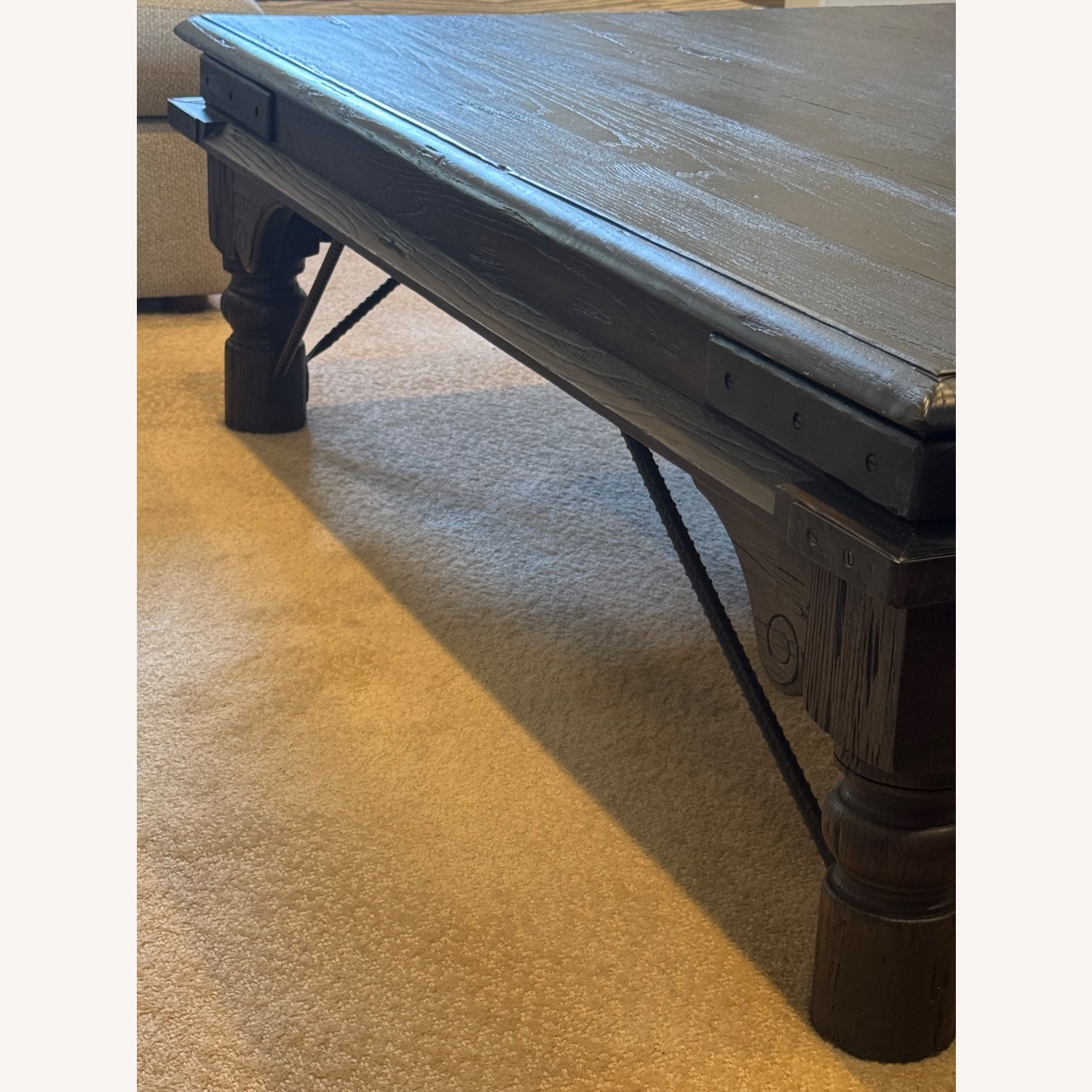 Restoration Hardware Black Wood Coffee Table - image-3