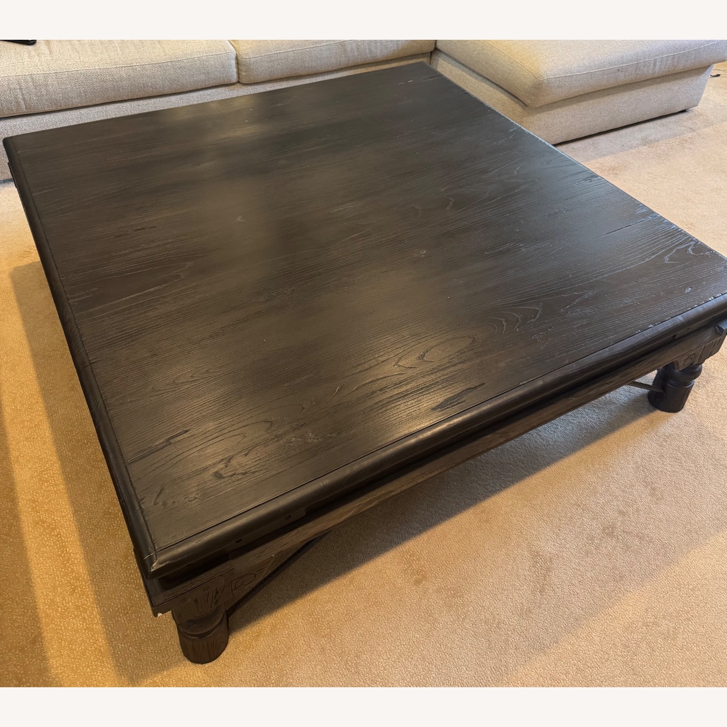 Restoration Hardware Black Wood Coffee Table - image-4