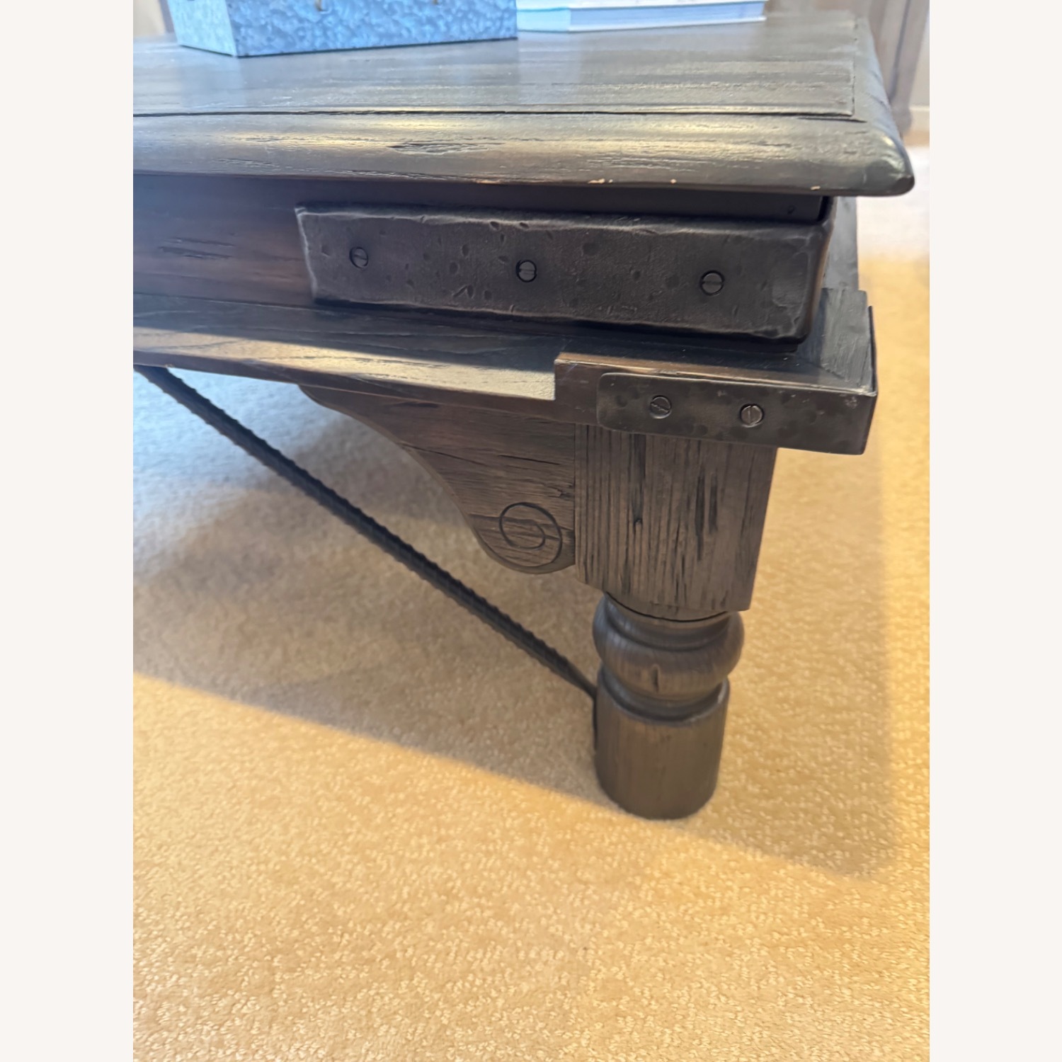 Restoration Hardware Black Wood Coffee Table - image-2