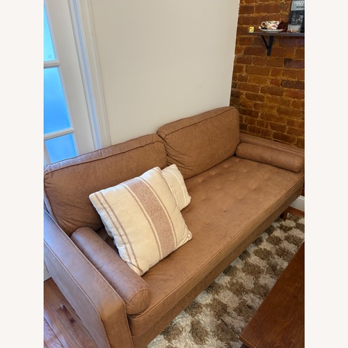 Used Wayfair Light Brown Faux Leather Loveseat for sale on AptDeco