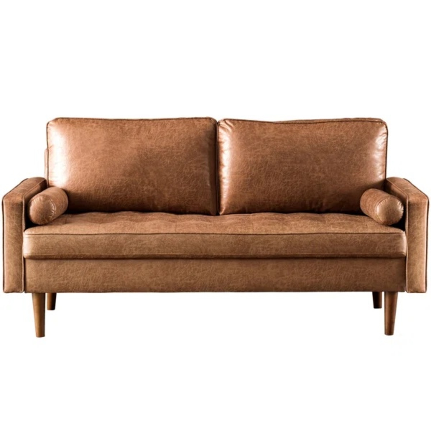 Wayfair Light Brown Faux Leather Loveseat - image-4