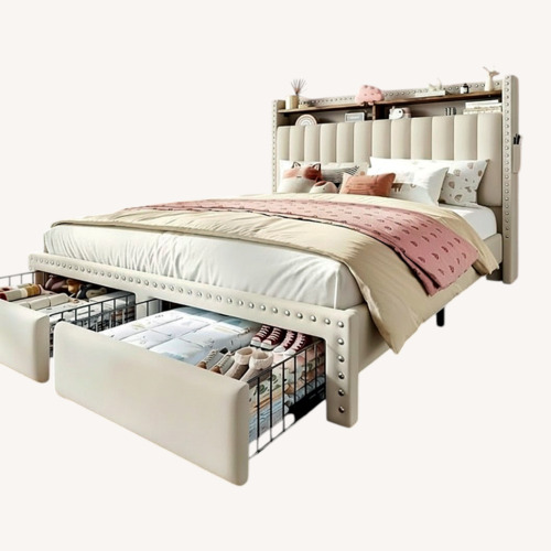 Used Amazon Beige Fabric Full Bed for sale on AptDeco