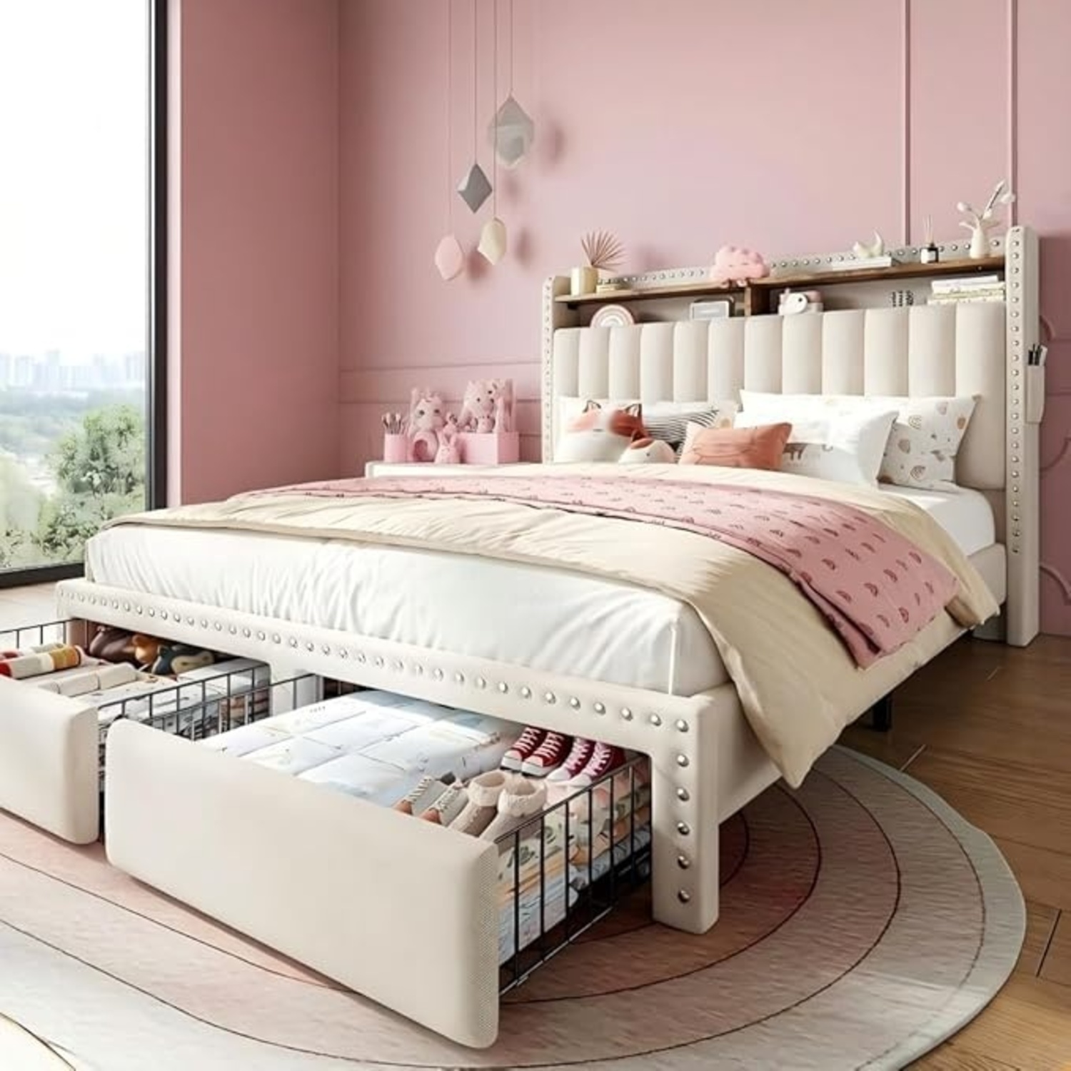 Amazon Beige Fabric Full Bed - image-5
