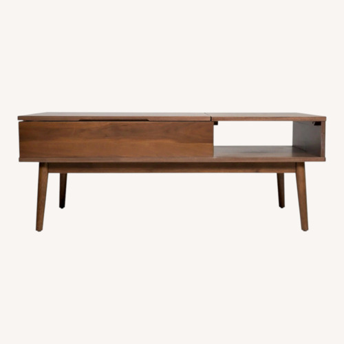 Used Bob's Discount Furniture Bettie Walnut Lift-Top Storage Coffee Table for sale on AptDeco