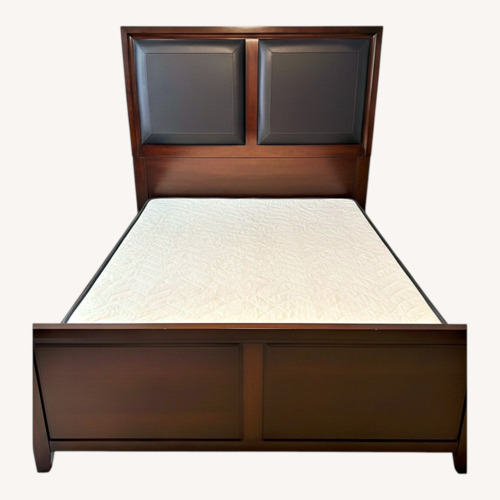 Used Dark Brown Wood Queen Bed for sale on AptDeco