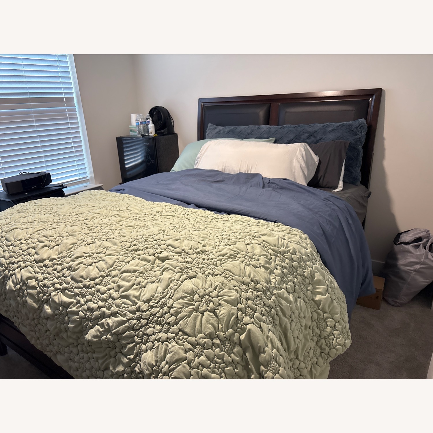 Dark Brown Wood Queen Bed - image-2