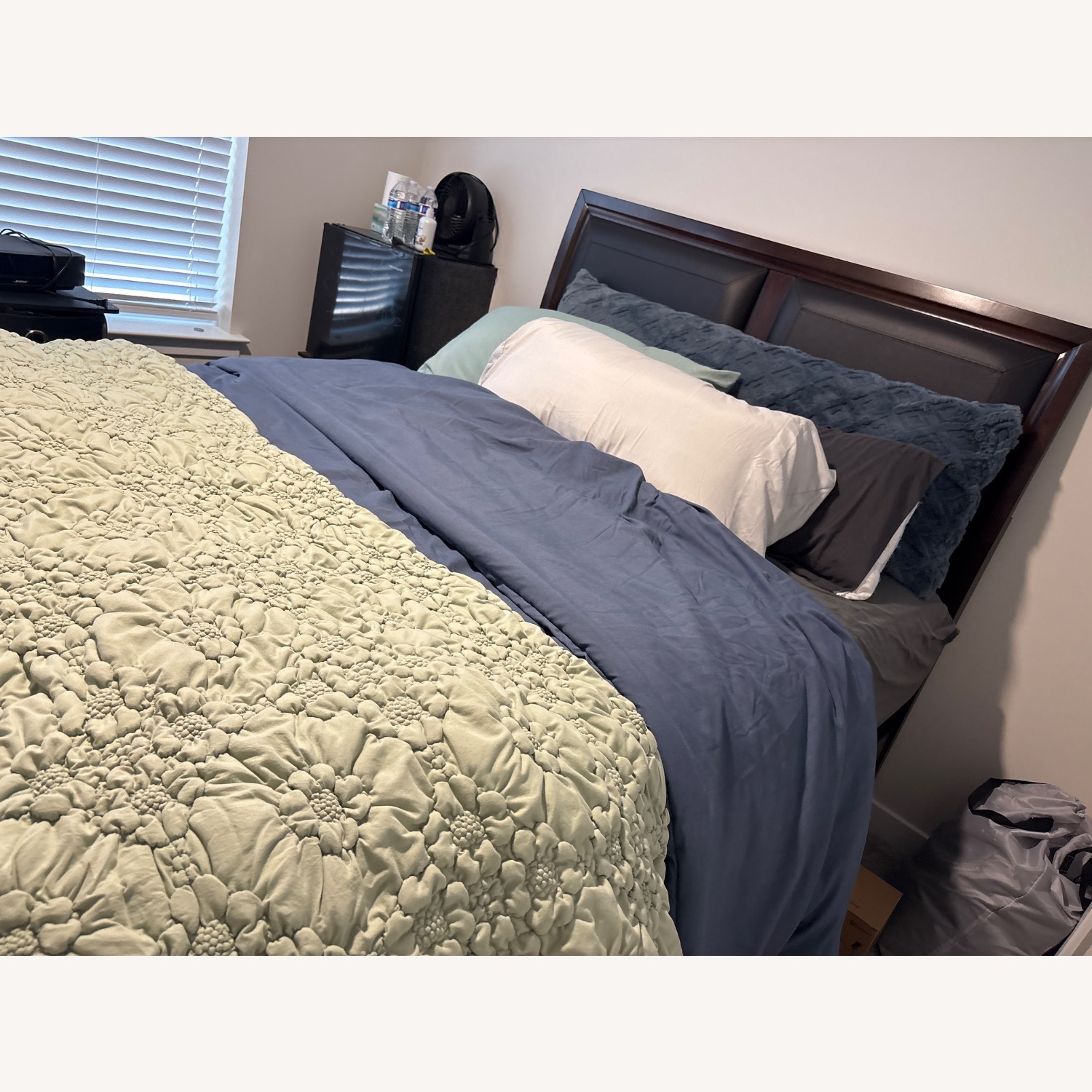 Dark Brown Wood Queen Bed - image-3