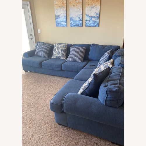 Used Blue Fabric 2 Piece Sectional for sale on AptDeco