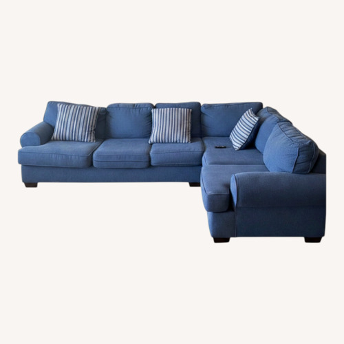 Used Blue Fabric 2 Piece Sectional for sale on AptDeco
