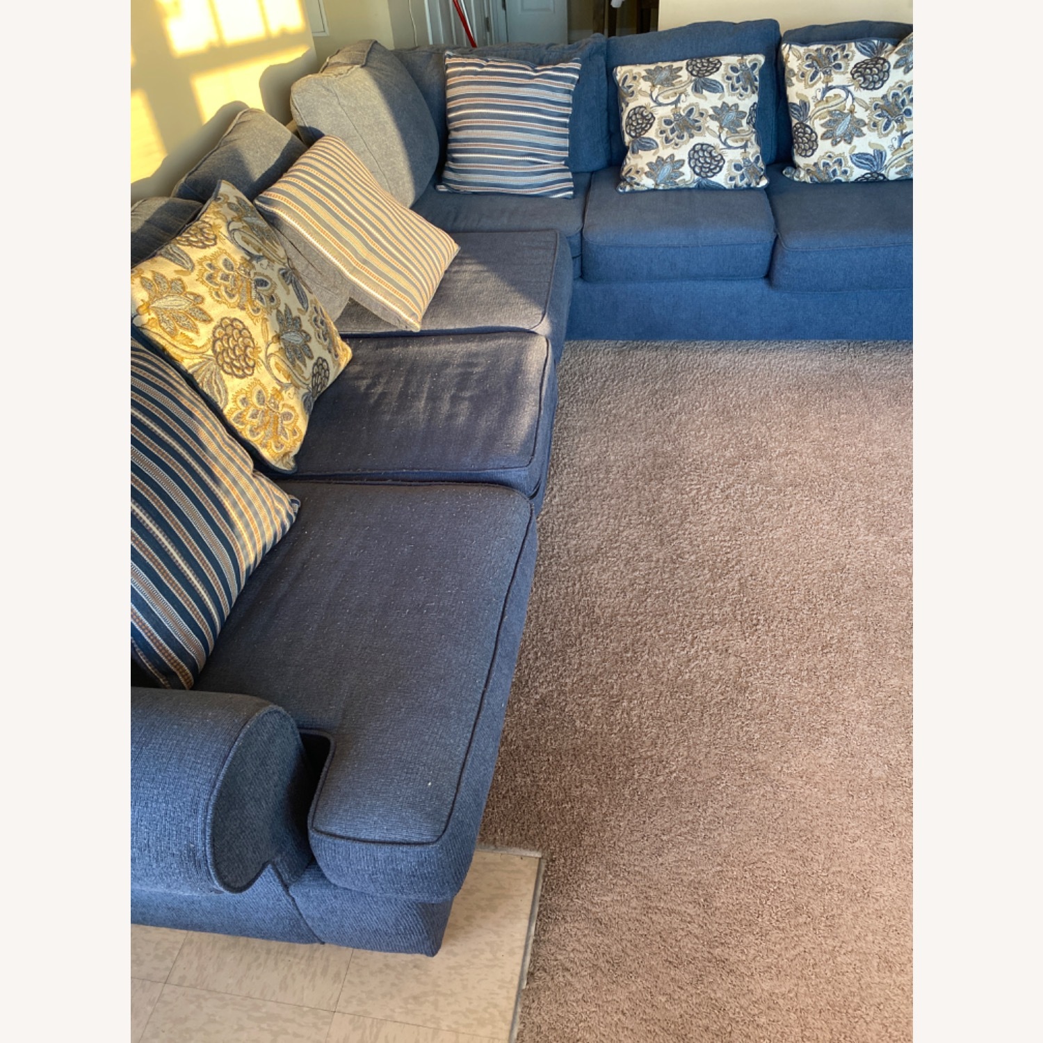 Blue Fabric 2 Piece Sectional - image-2
