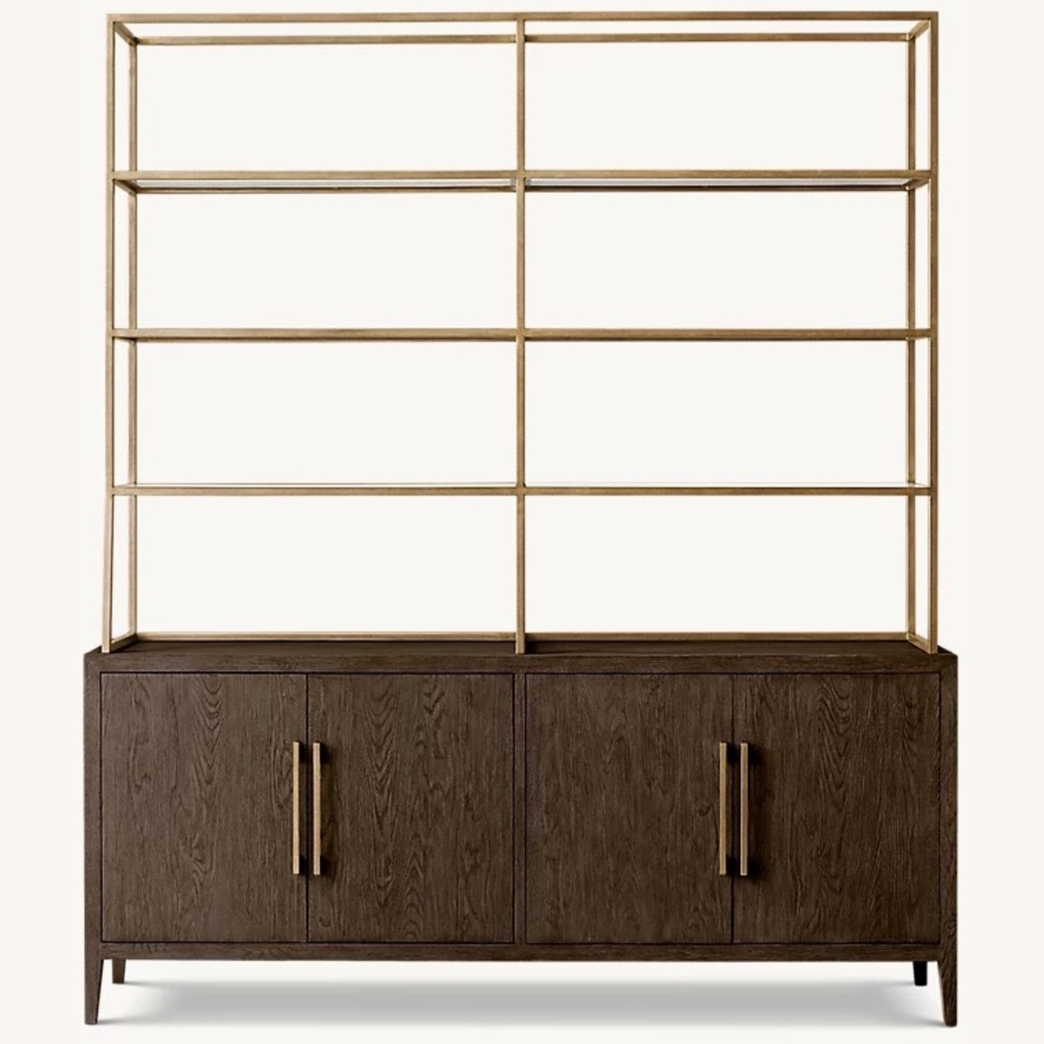 Restoration Hardware French Contemporary 4 Door Open Sideboard & Hutch - image-0