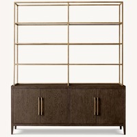Restoration Hardware French Contemporary 4 Door Open Sideboard & Hutch 