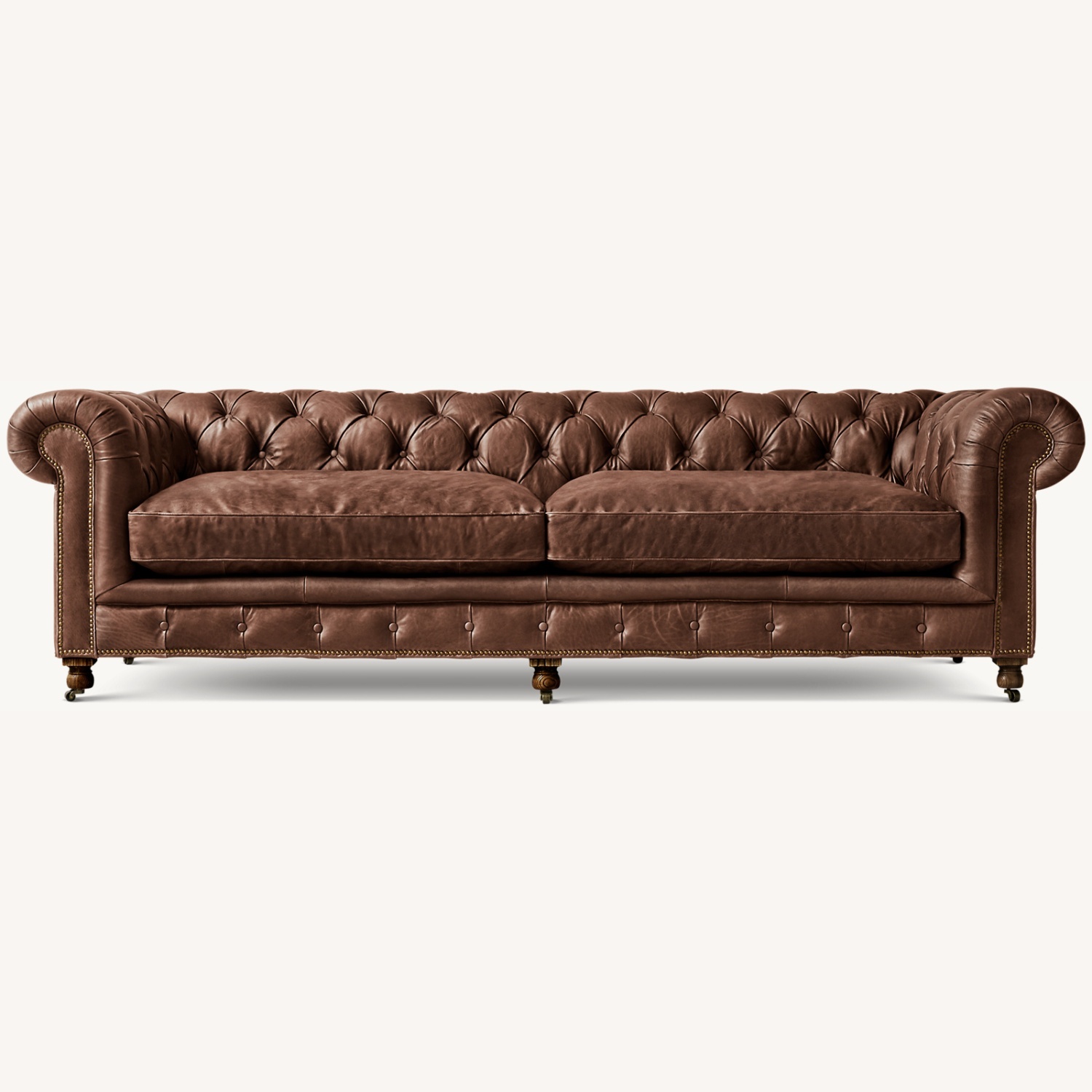 Restoration Hardware Kensington Chesterfield Luxe Vintage Leather Sofa - image-6