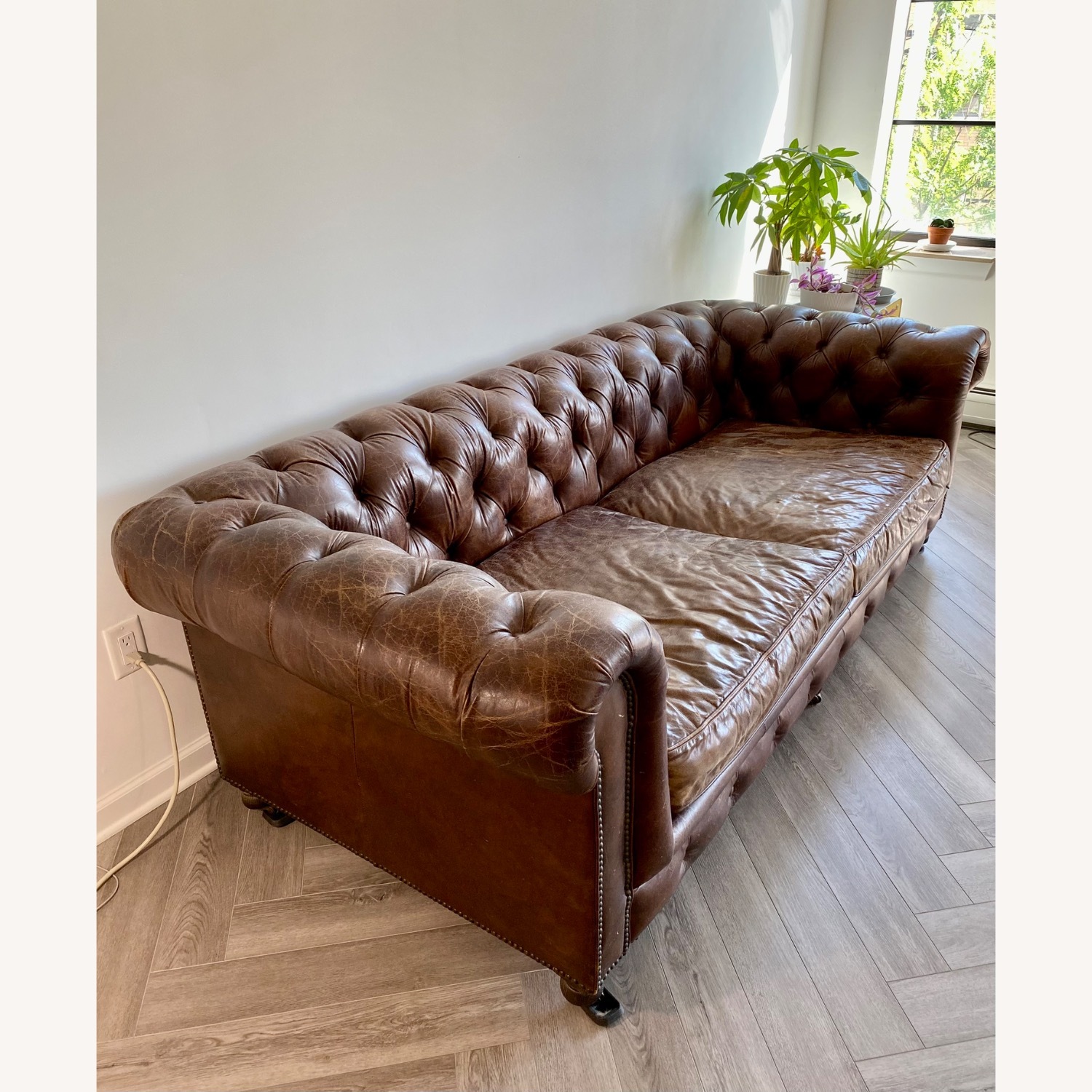 Restoration Hardware Kensington Chesterfield Luxe Vintage Leather Sofa - image-2