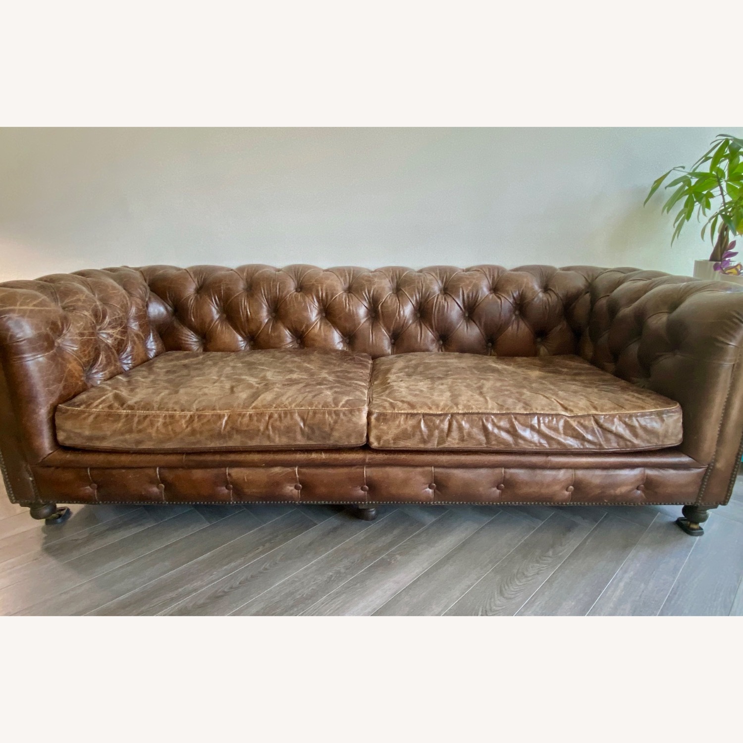 Restoration Hardware Kensington Chesterfield Luxe Vintage Leather Sofa - image-1