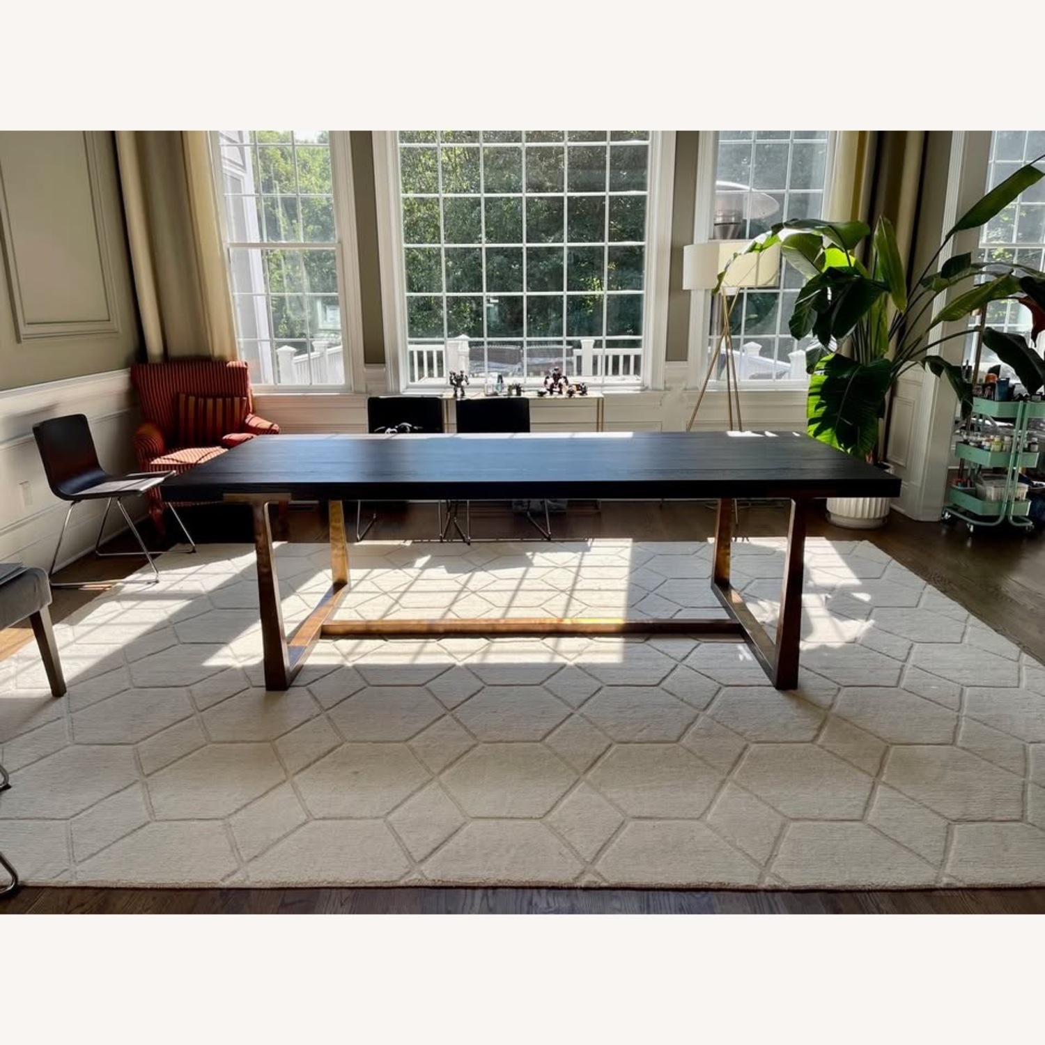 Restoration Hardware T-Brace Rectangular Extension Dining Table - image-1