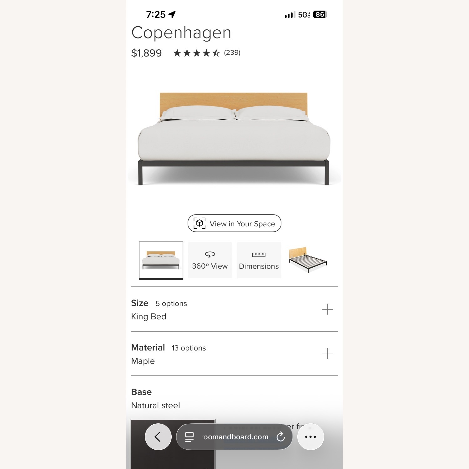 Room & Board King Size Copenhagen Bed - image-5