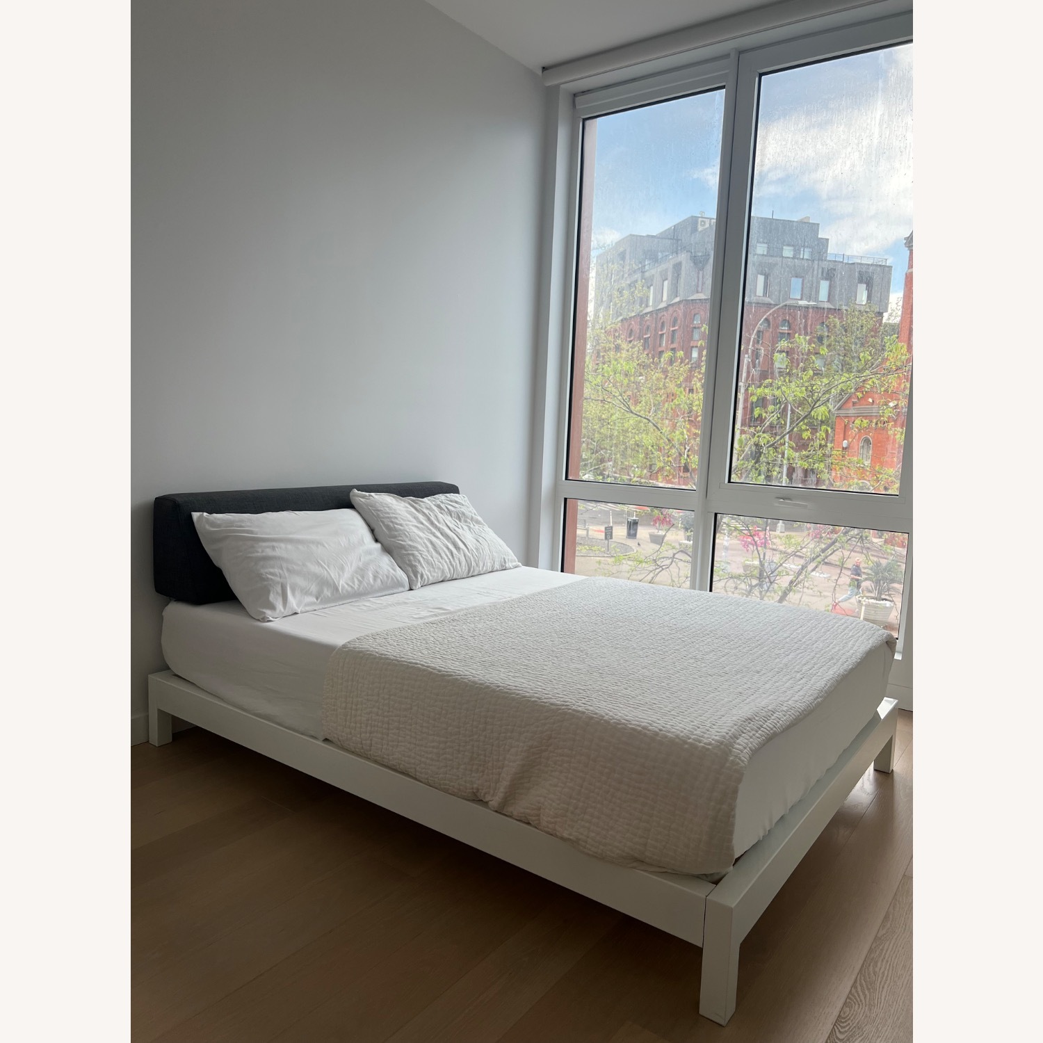 CB2 Simple White Metal Full Bed - image-1