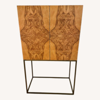 Burl Wood Cabinet on Brass Base