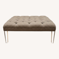 Gray Tufted Ottoman, Lucite Legs