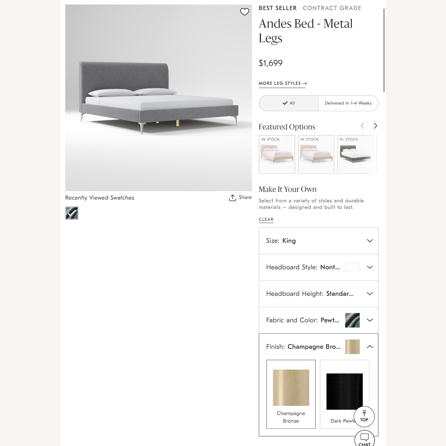West Elm Andes King Bed Frame - image-1