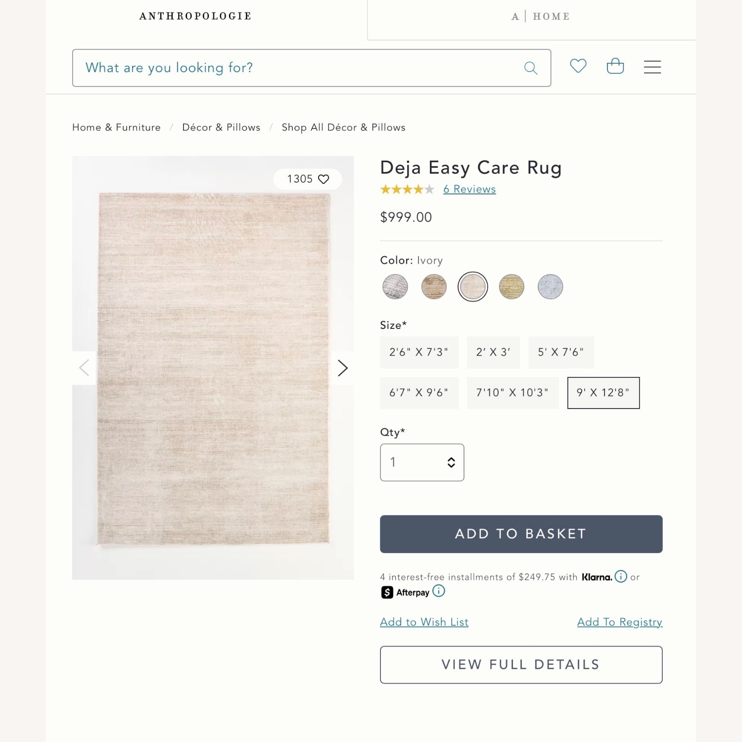 Anthropologie Deja Area Rug 9' x 12.5' - image-1