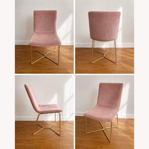 Used West Elm Pink Velvet Dining Chairs Set of 4  for sale on AptDeco