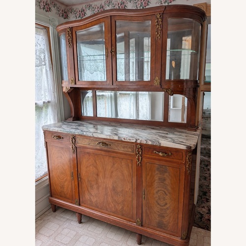Used Antique French Marbled Sideboard w Hutch for sale on AptDeco