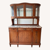 Antique French Marbled Sideboard w Hutch