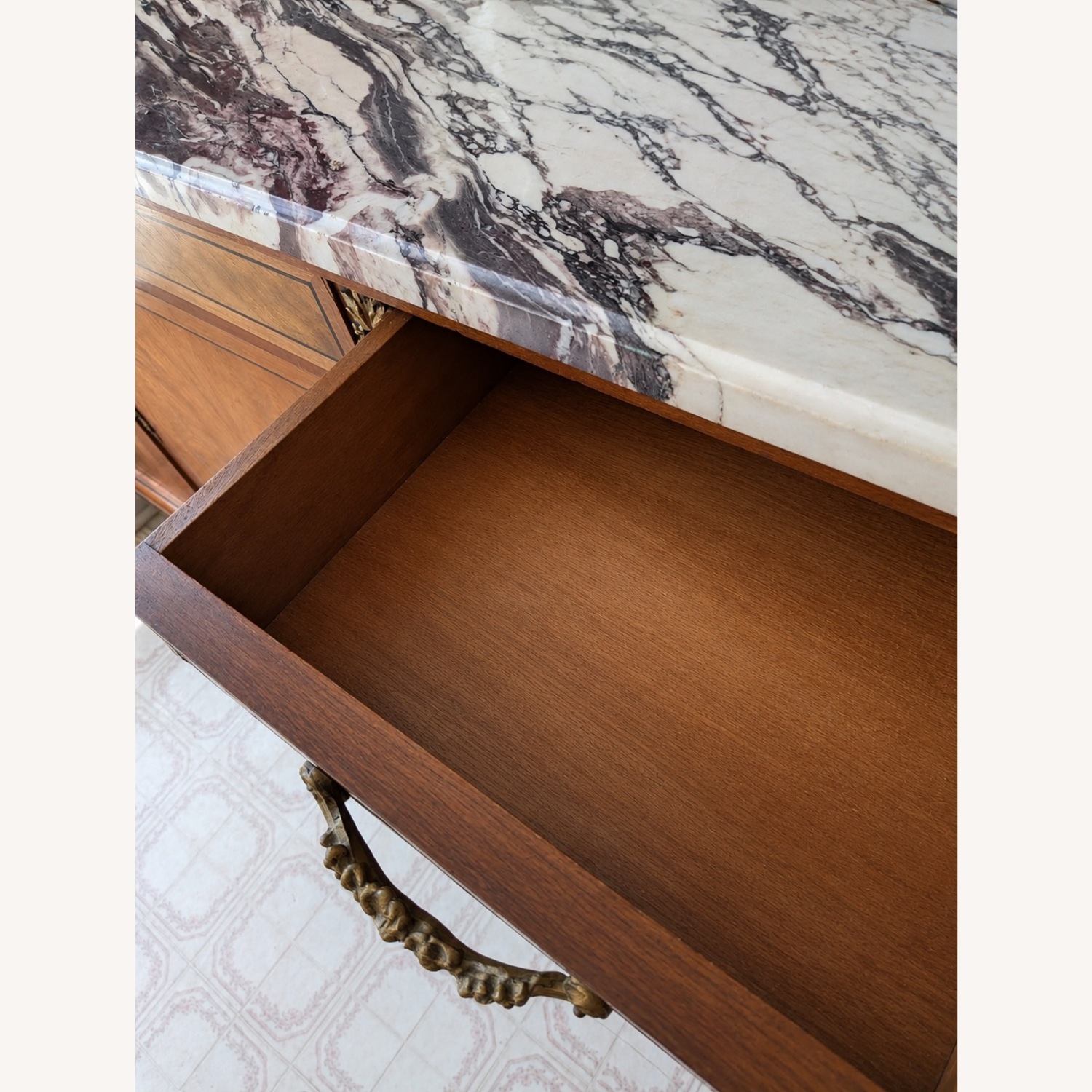 Antique French Marbled Sideboard w Hutch - image-2
