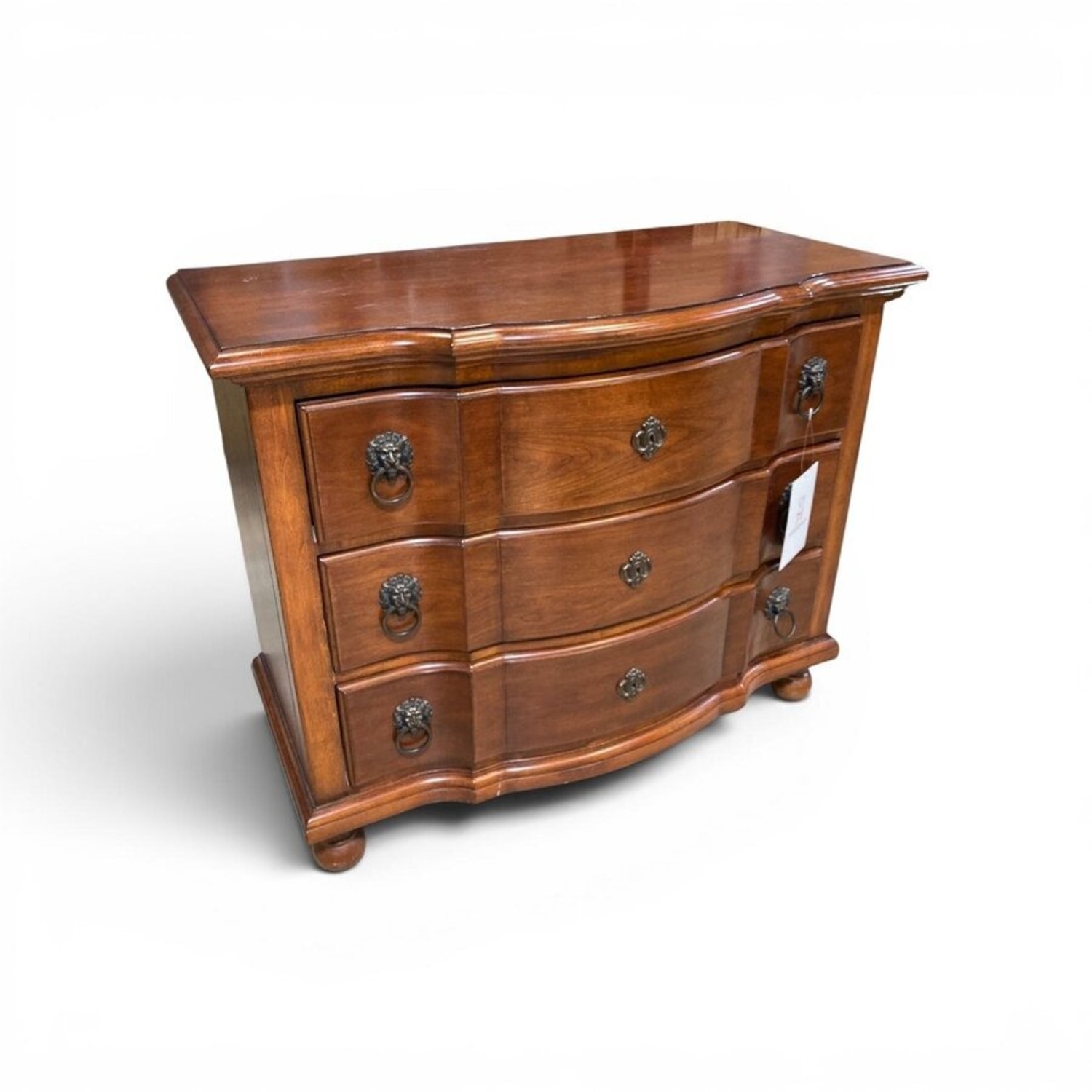 Serpentine Front Wood 3-Drawer Dresser - image-1