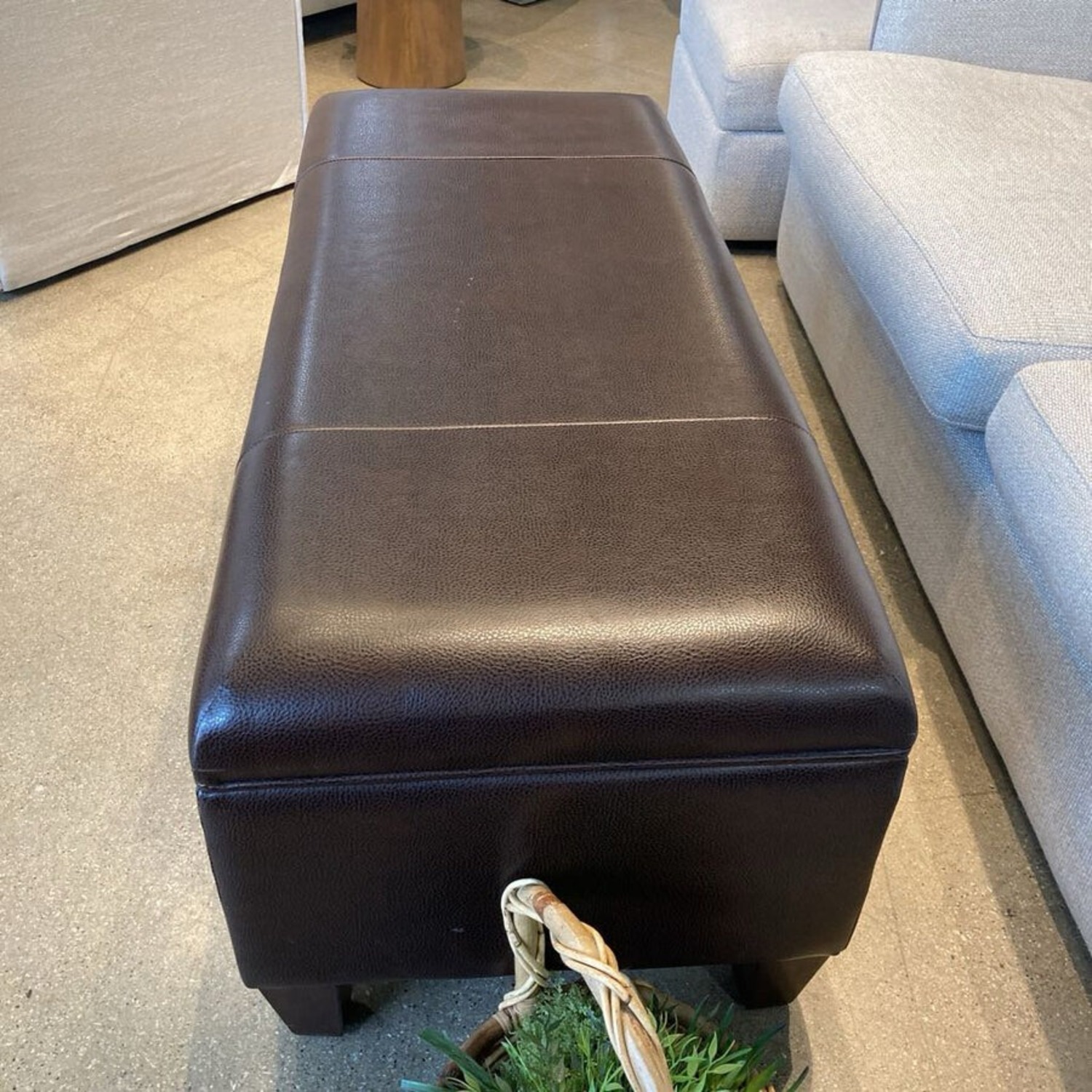 Faux Leather Storage Ottoman - image-3