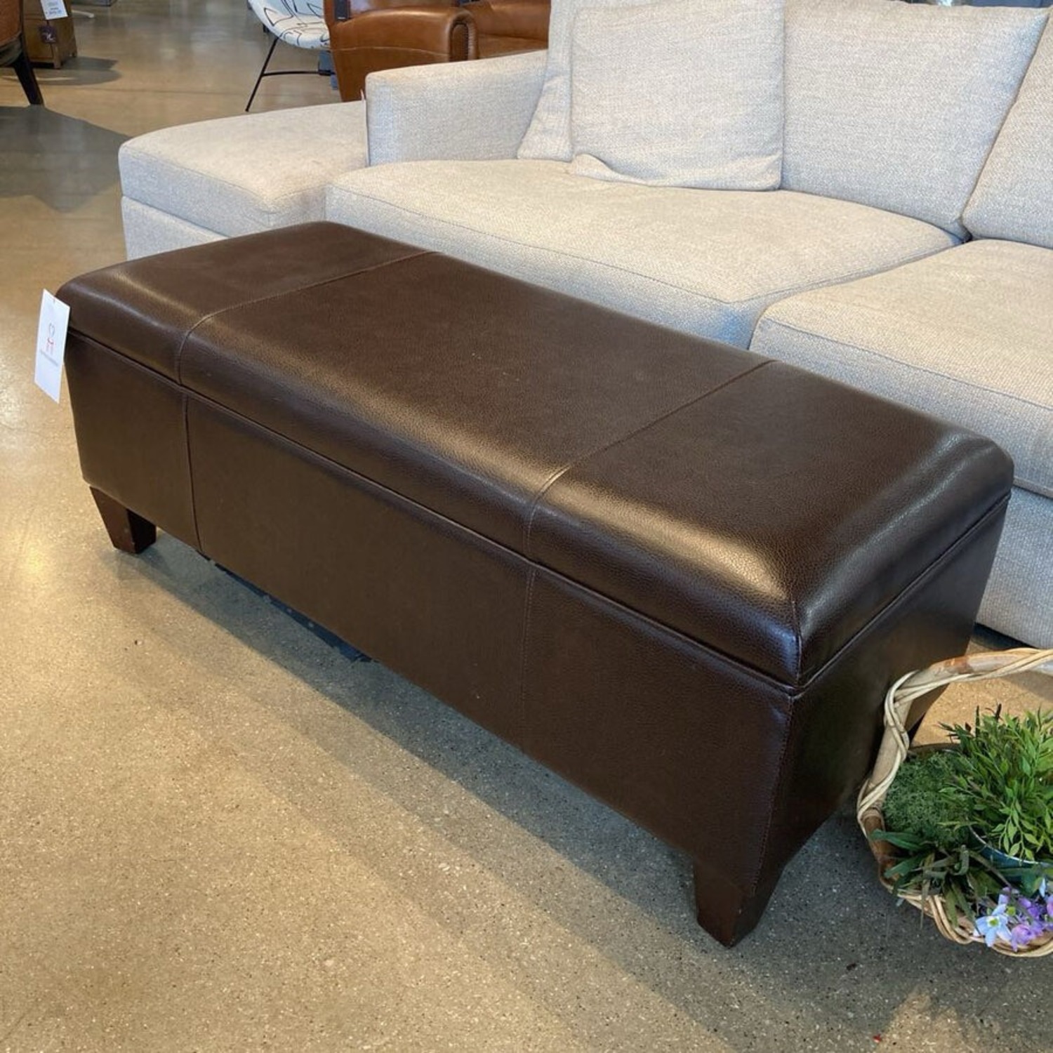 Faux Leather Storage Ottoman - image-2