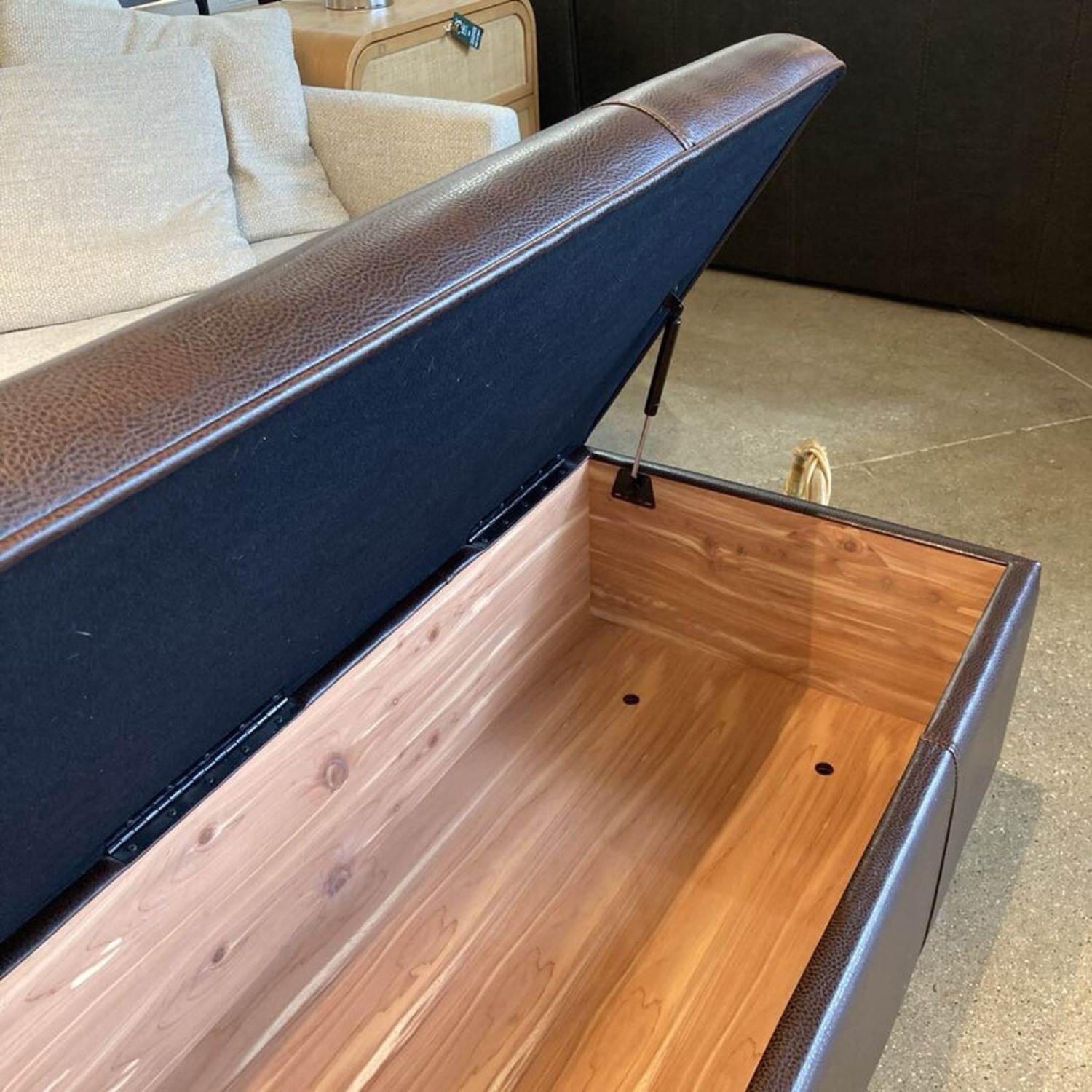 Faux Leather Storage Ottoman - image-5