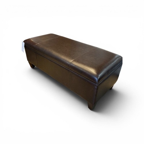 Used Faux Leather Storage Ottoman for sale on AptDeco