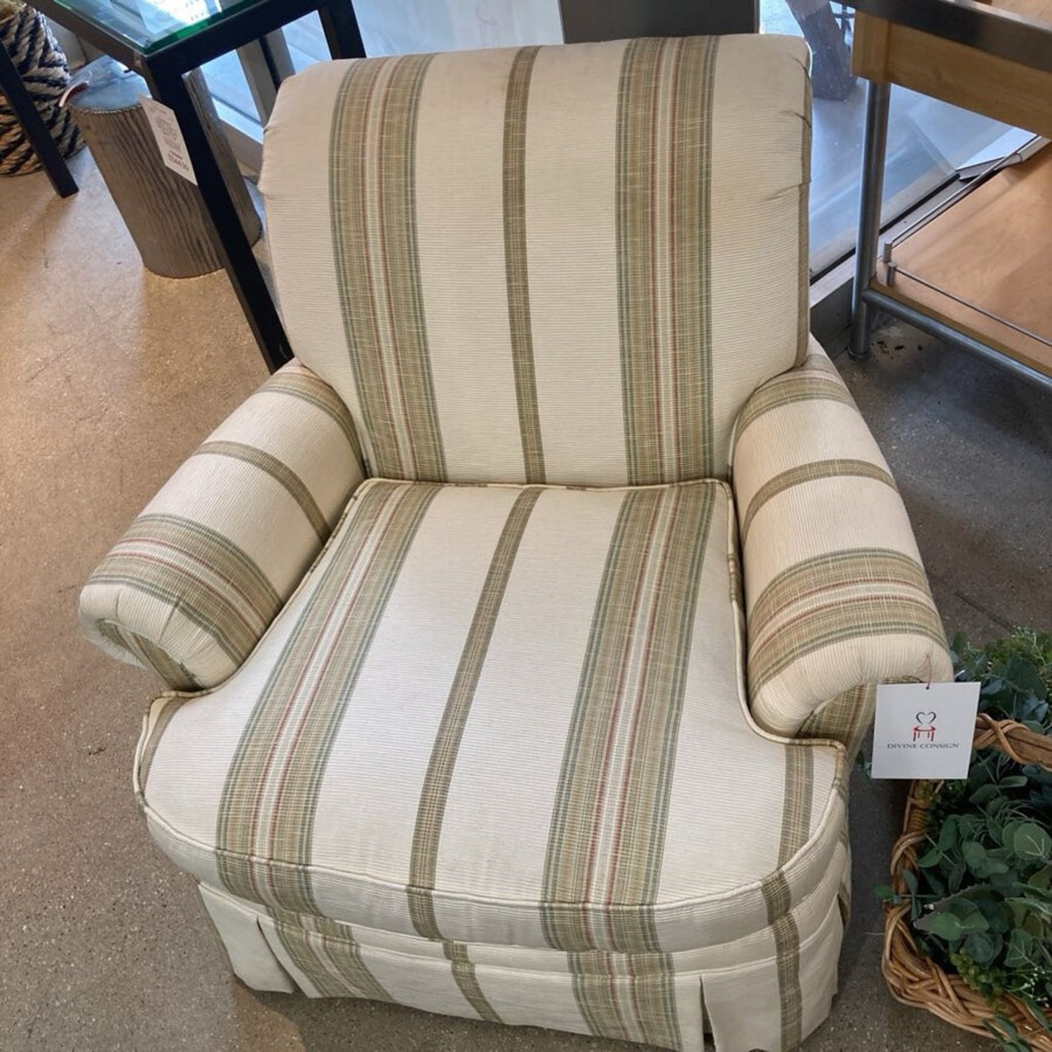 Custom Skirted Upholstered Roll-Arm Accent Chair - image-4