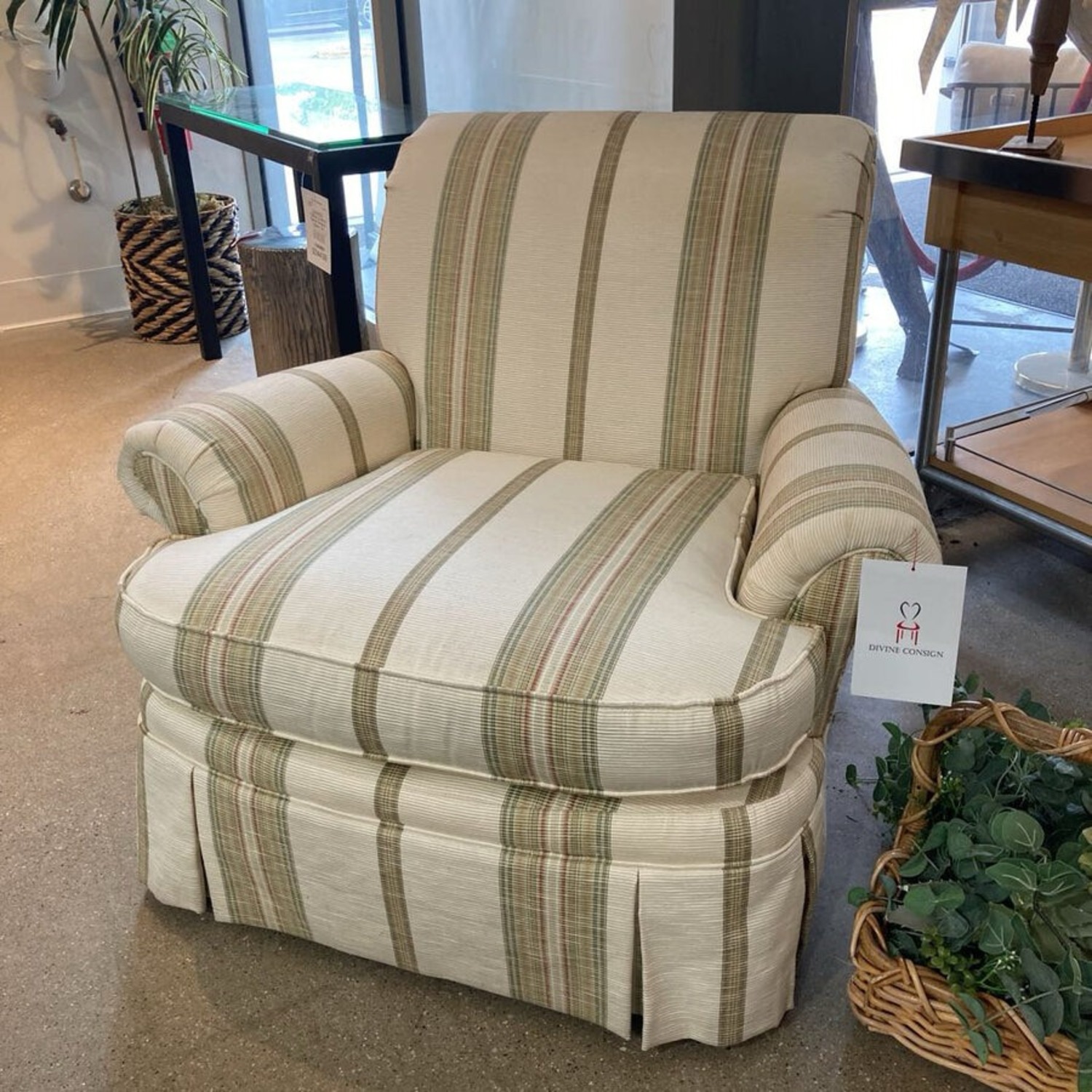 Custom Skirted Upholstered Roll-Arm Accent Chair - image-3