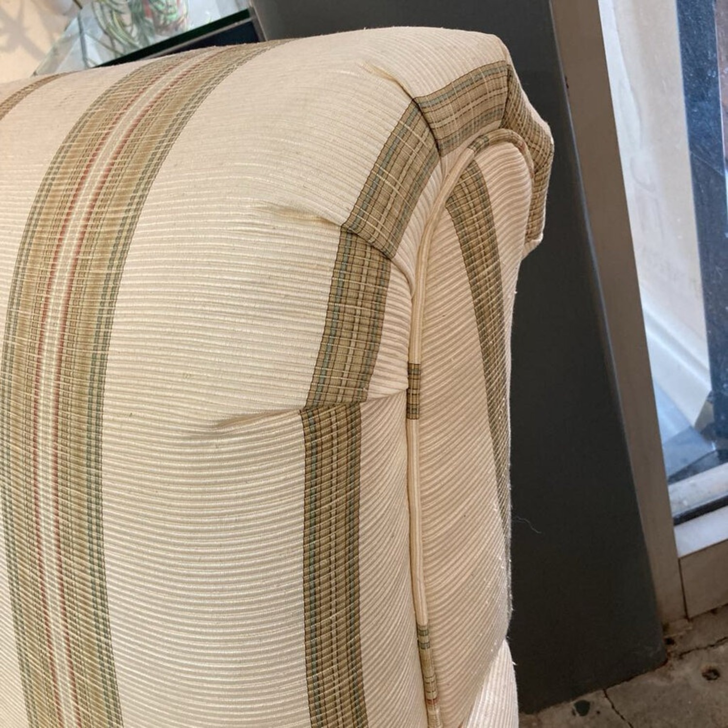 Custom Skirted Upholstered Roll-Arm Accent Chair - image-5