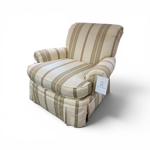 Used Custom Skirted Upholstered Roll-Arm Accent Chair for sale on AptDeco